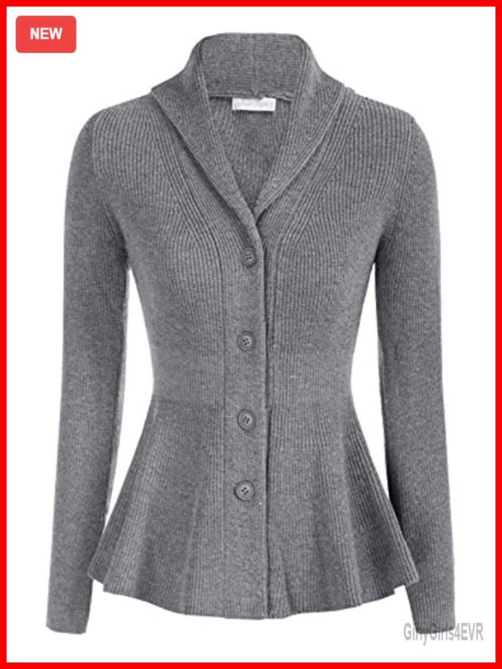 Vintage Shawl Lapel Button Down Cardigan Sweater Retro Peplum Hem